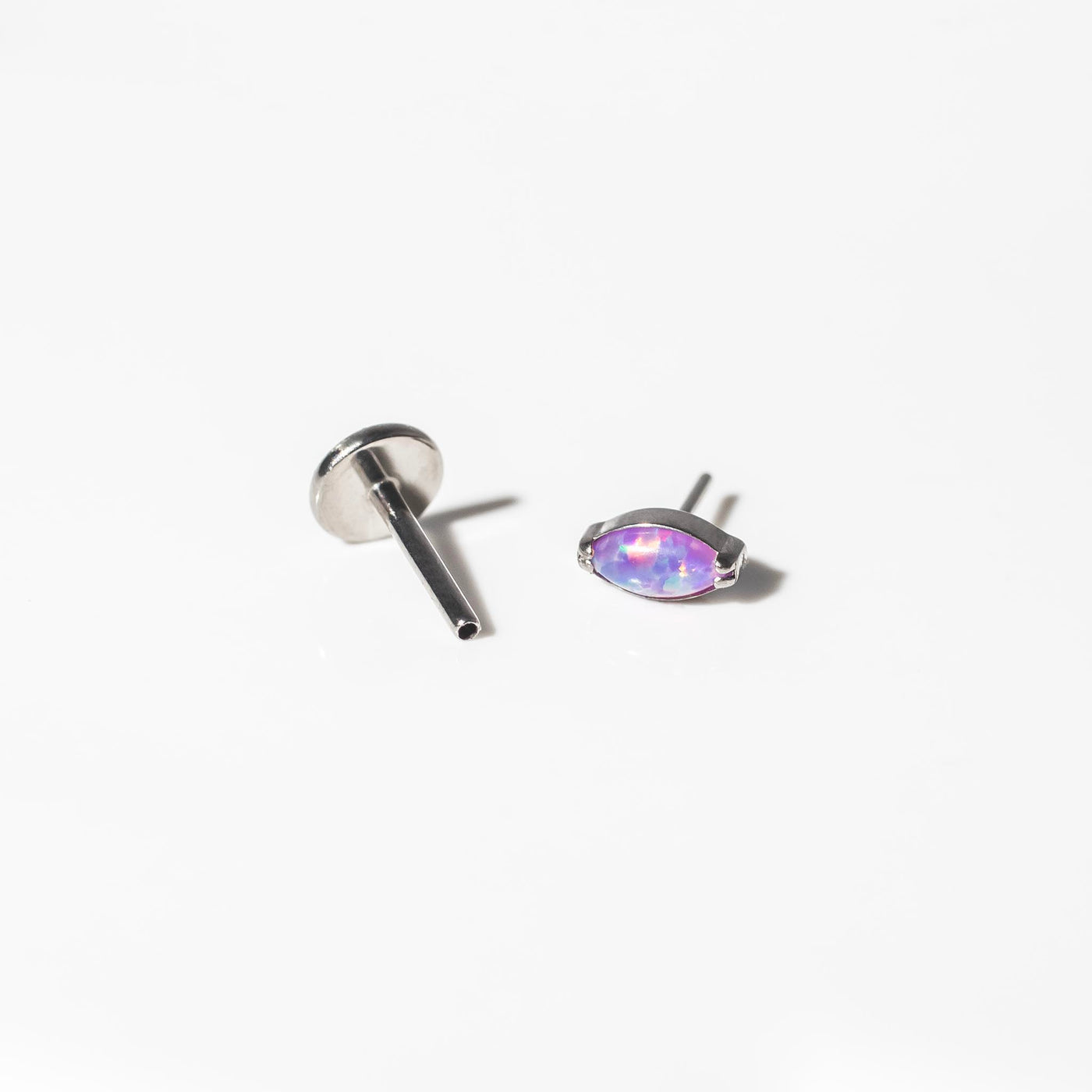 Lavender Marquise Solitaire Opal Titanium Flat Back Sleeper Earrings
