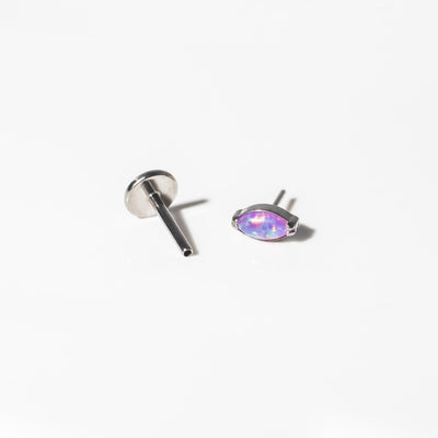 Lavender Marquise Solitaire Opal Titanium Flat Back Sleeper Earrings