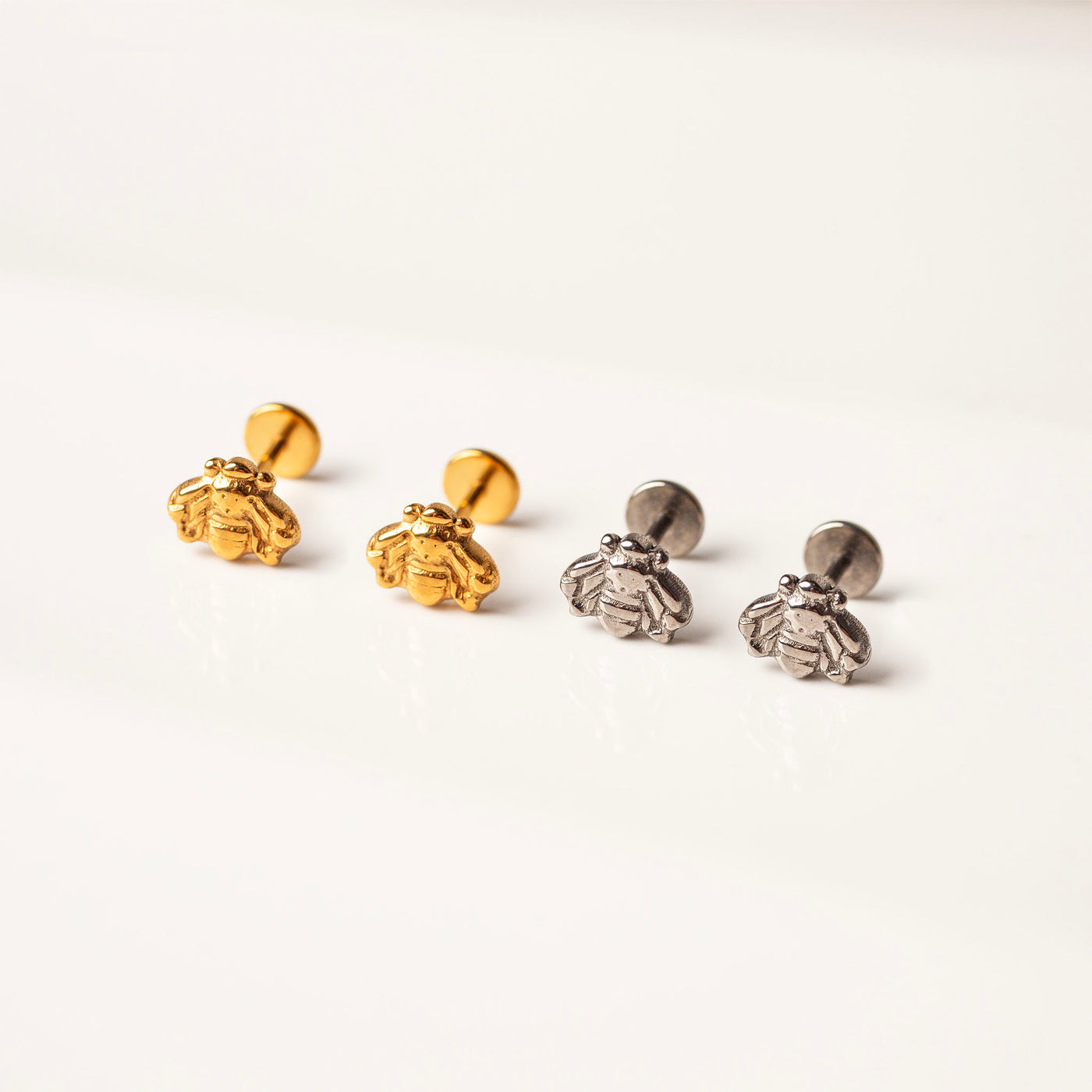 Liv Titanium Bee Flat Back Sleeper Earrings