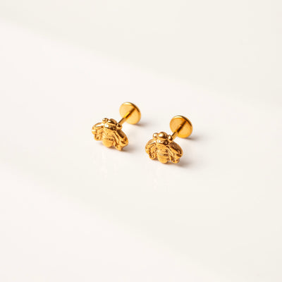 Liv Titanium Bee Flat Back Sleeper Earrings