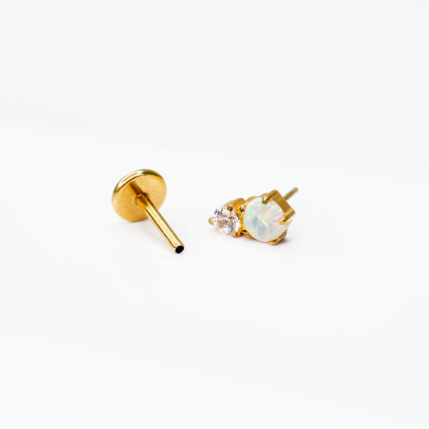 Lumi Stacked Opal Gem Flat Back Sleeper Earrings