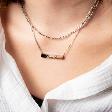 Mama Bear Horizontal Engraved Bar Necklace – Grayling