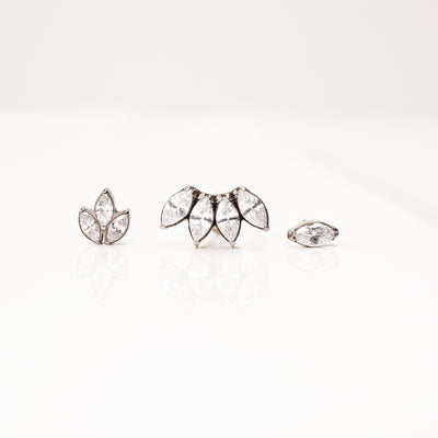 Marquise Solitaire Flat Back Earrings - Inlaid Crystal