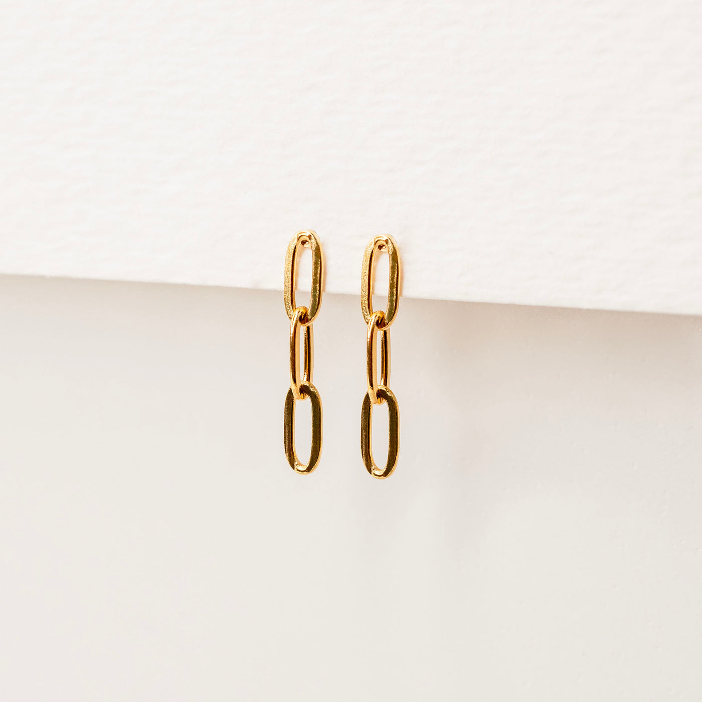 Milan Paperclip Chain Drop Stud Earrings - Standard Back - Pair