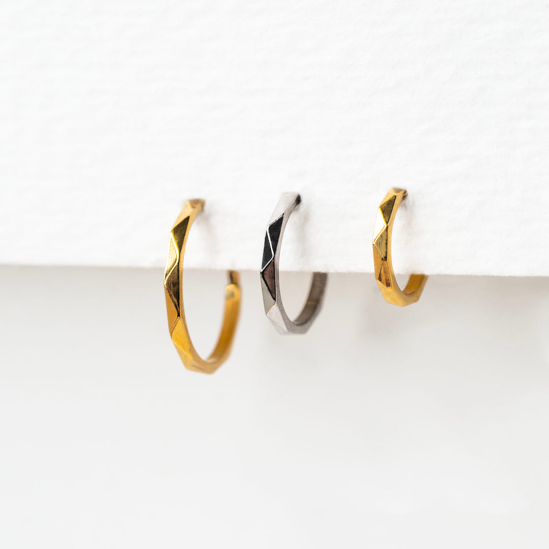 Milo Faceted Hinged Segment Ring - Titanium Clicker Hoop for Noses
