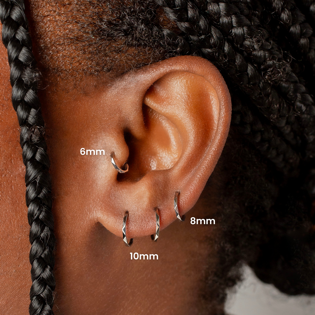Faceted Titanium Clicker Hoop Nose & Ear Ring – Milo – Grayling