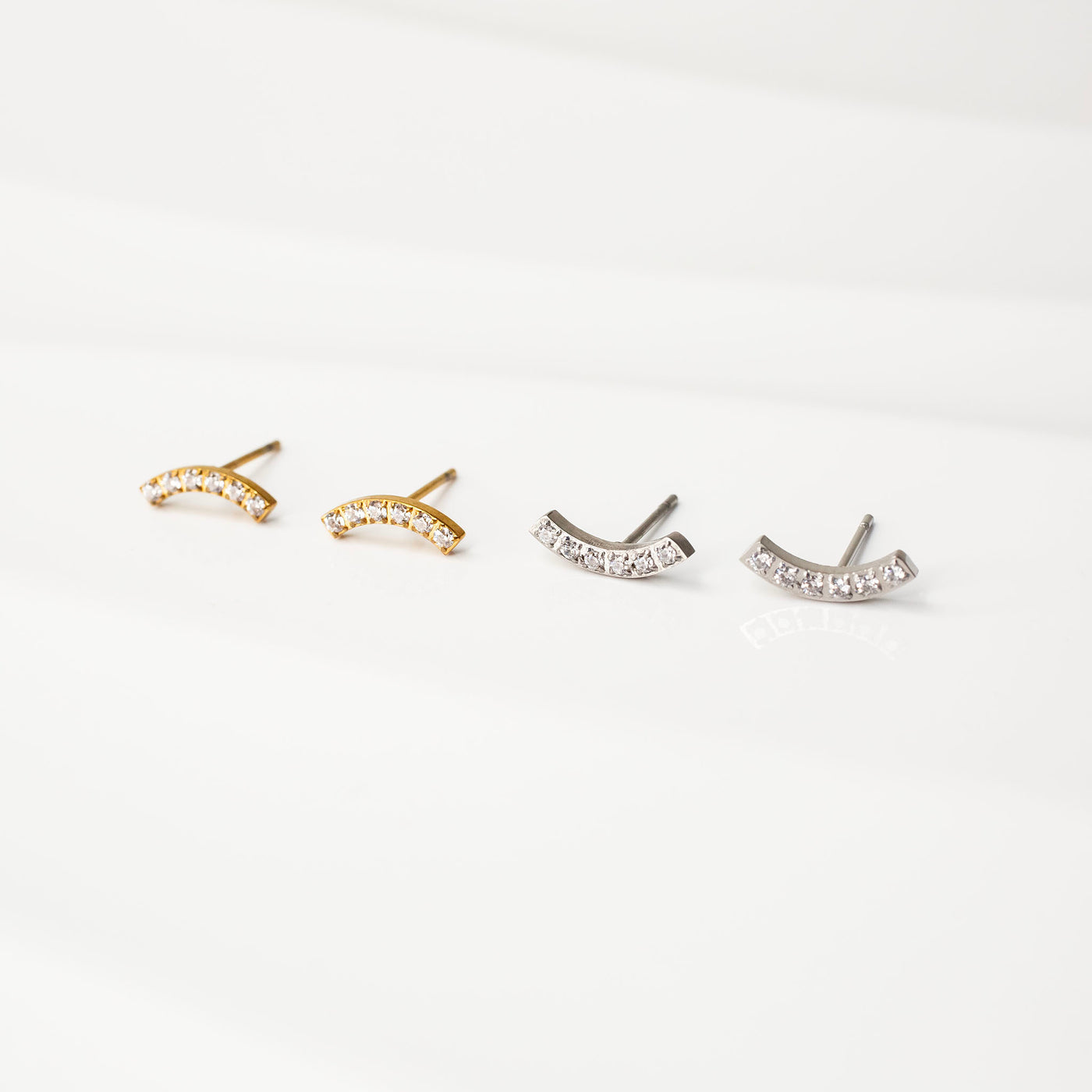 Nala Pavé Arc Stud Earrings - Standard Back - Pair