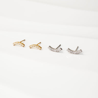 Nala Pavé Arc Stud Earrings - Standard Back - Pair