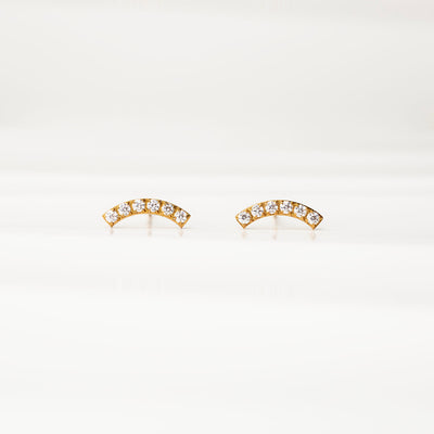 Nala Pavé Arc Stud Earrings - Standard Back - Pair