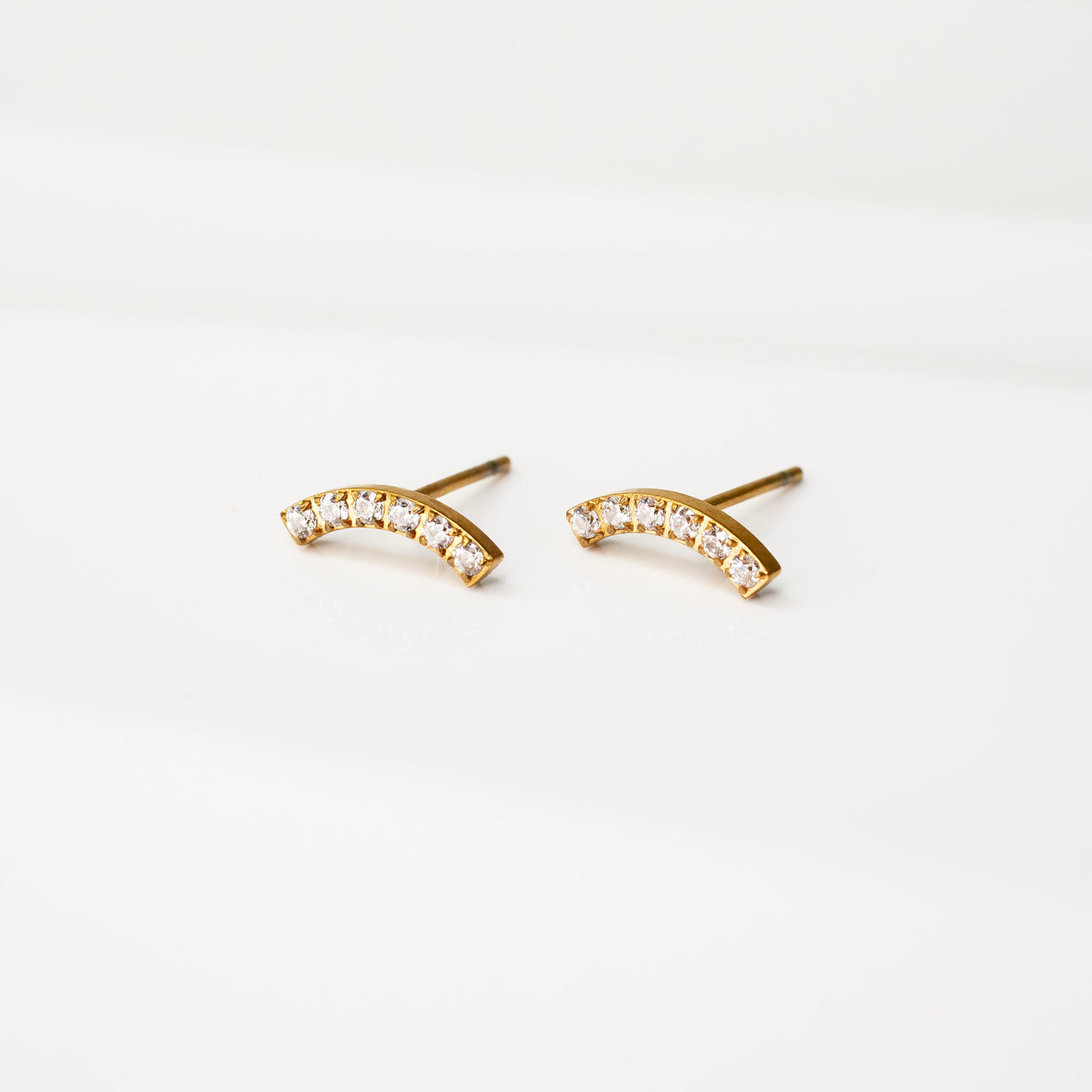 Nala Pavé Arc Stud Earrings - Standard Back - Pair