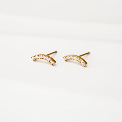 Nala Pavé Arc Stud Earrings - Standard Back - Pair