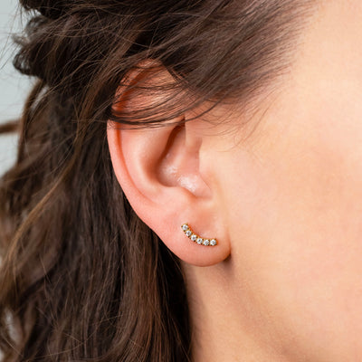 Nala Pavé Arc Stud Earrings - Standard Back - Pair