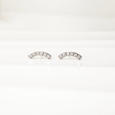 Nala Pavé Arc Stud Earrings - Standard Back - Pair