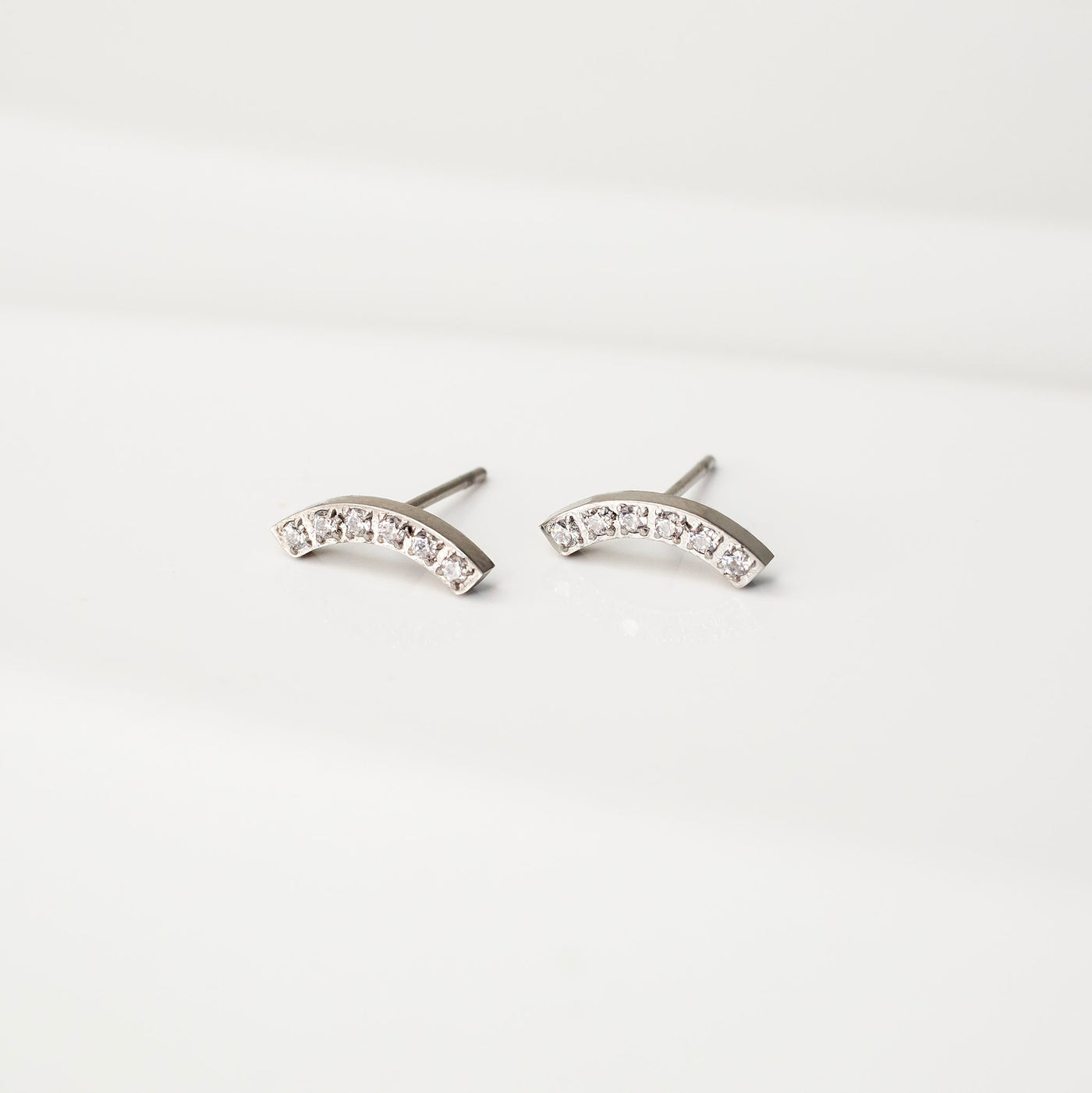 Nala Pavé Arc Stud Earrings - Standard Back - Pair