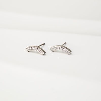 Nala Pavé Arc Stud Earrings - Standard Back - Pair