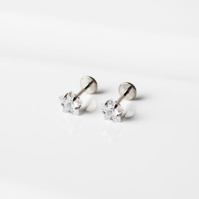 Niall Prong Set Star Titanium Flat Back Sleeper Earrings