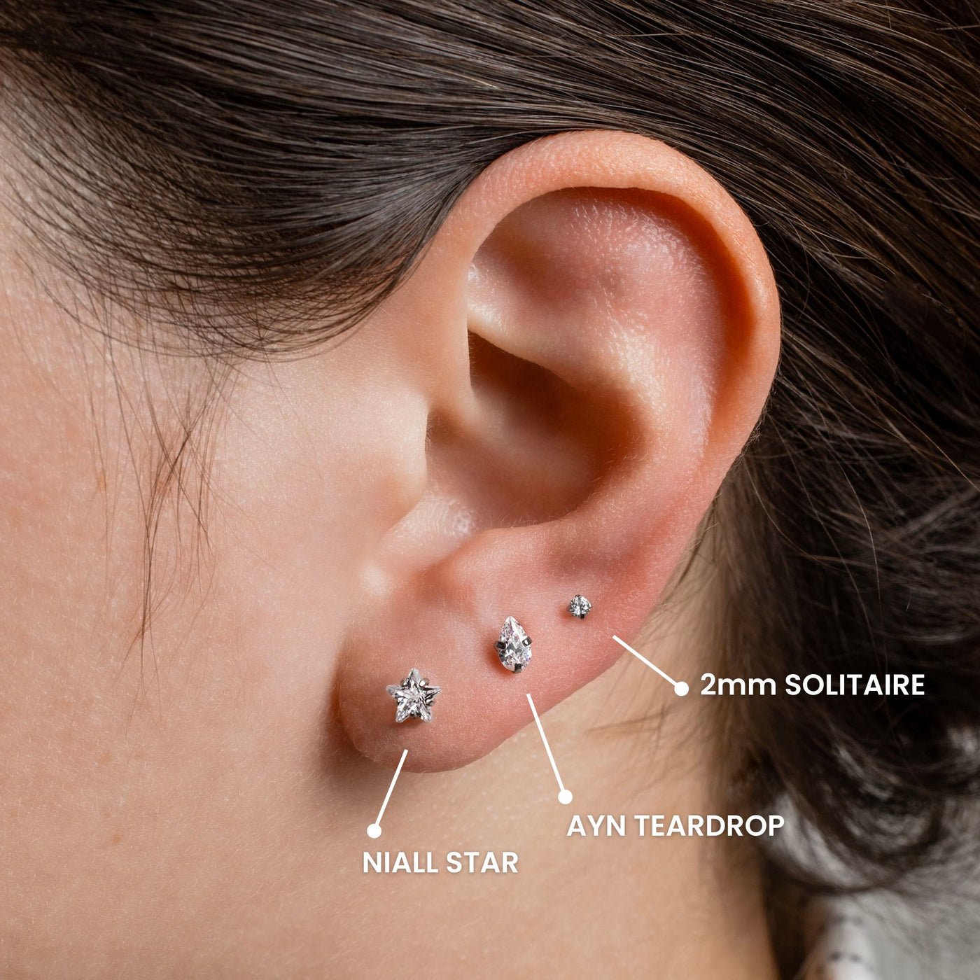 Niall Prong Set Star Titanium Flat Back Sleeper Earrings