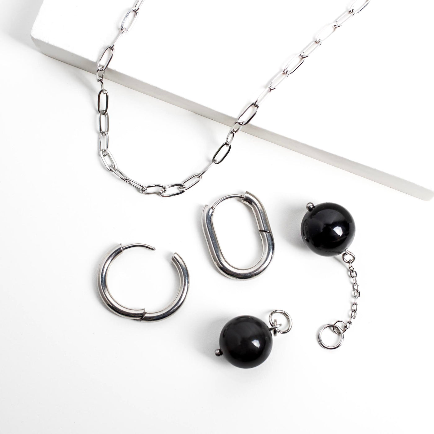 Omega Black Obsidian Gemstone Charm for Huggies, Hoops and More