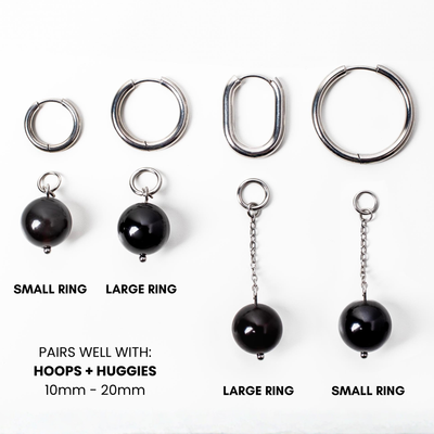 Omega Black Obsidian Gemstone Charm for Huggies, Hoops and More