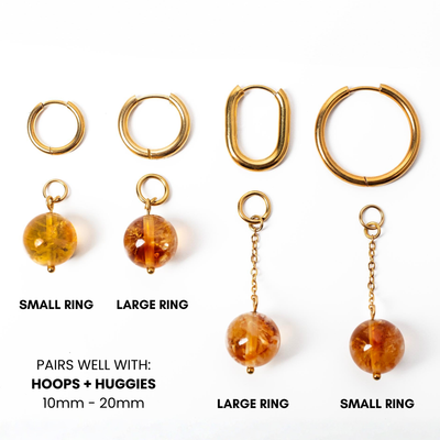 Omega Citrine Gemstone Charm for Huggies, Hoops and More