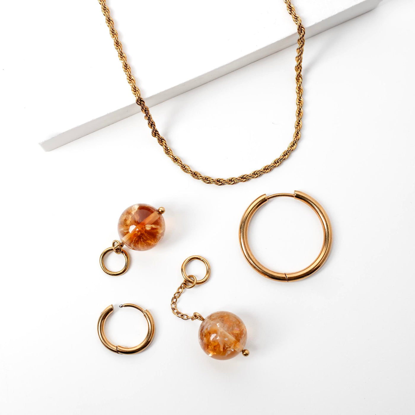 Omega Citrine Gemstone Charm for Huggies, Hoops and More
