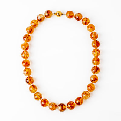 Omega Citrine Gemstone Strand Statement Necklace with Magnetic Clasp