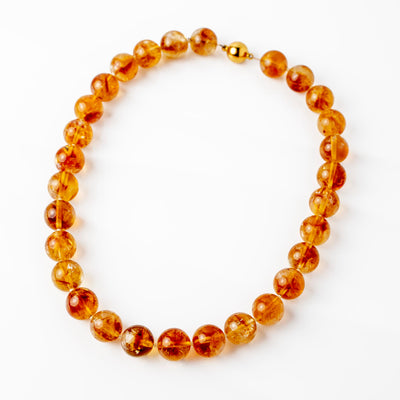 Omega Citrine Gemstone Strand Statement Necklace with Magnetic Clasp