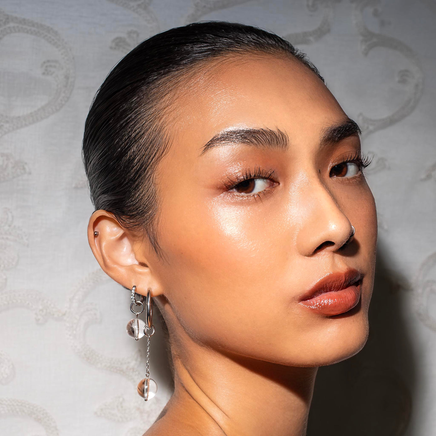 Omega Clear Quartz Gemstone Charm for Huggies, Hoops and More