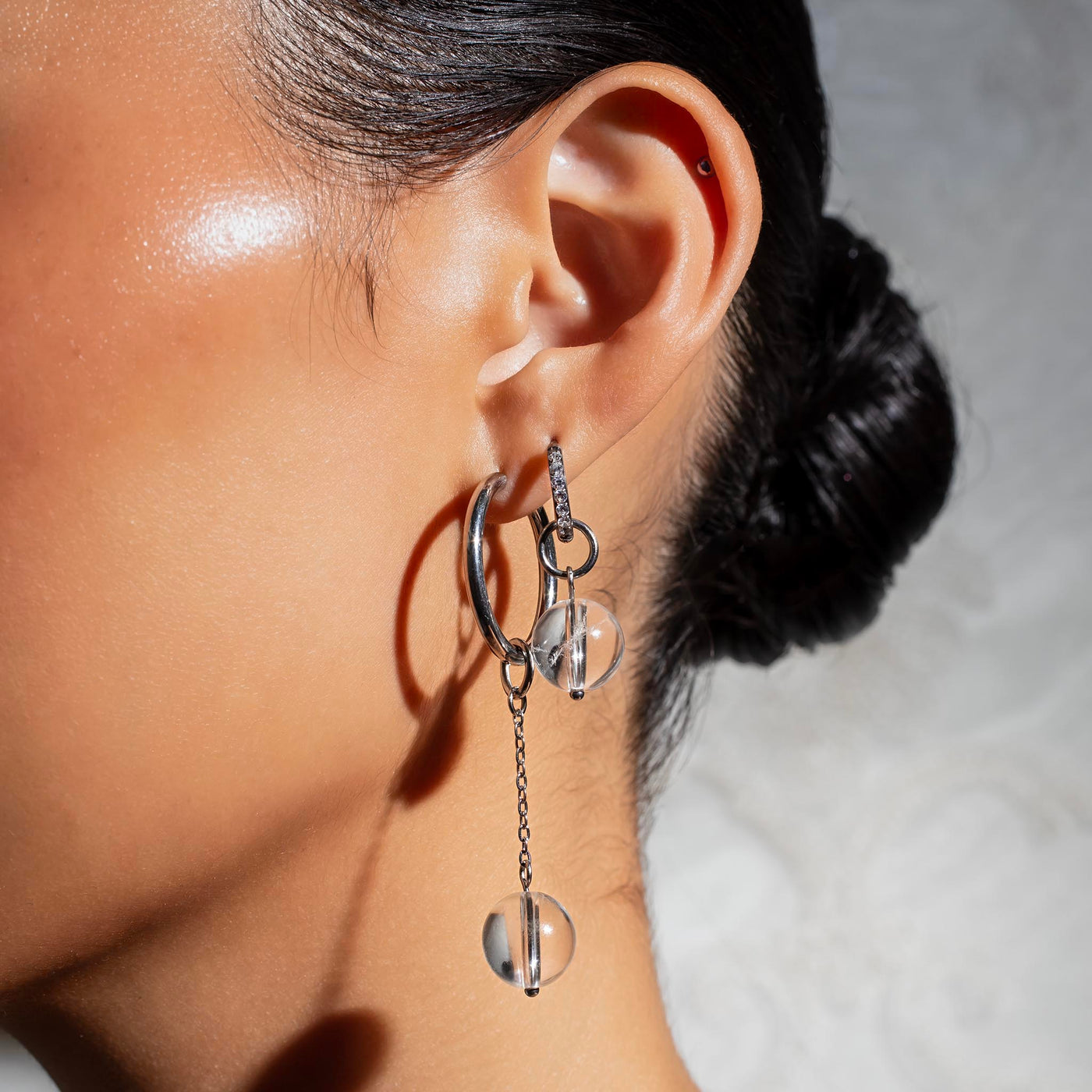 Omega Clear Quartz Gemstone Charm for Huggies, Hoops and More