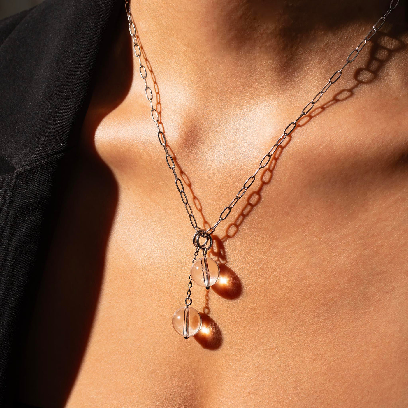 Omega Clear Quartz Gemstone Charm for Huggies, Hoops and More