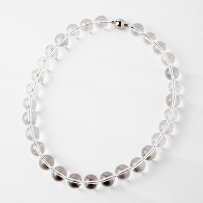 Omega Clear Quartz Gemstone Strand Statement Necklace with Magnetic Clasp