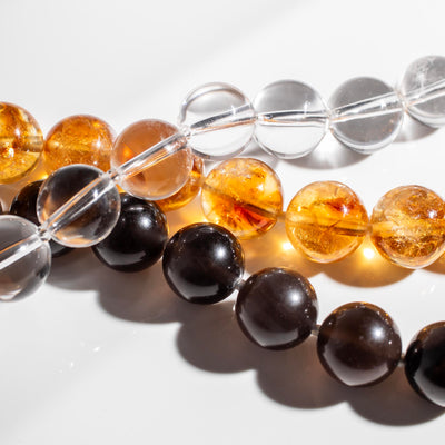 Omega Citrine Gemstone Strand Statement Necklace with Magnetic Clasp