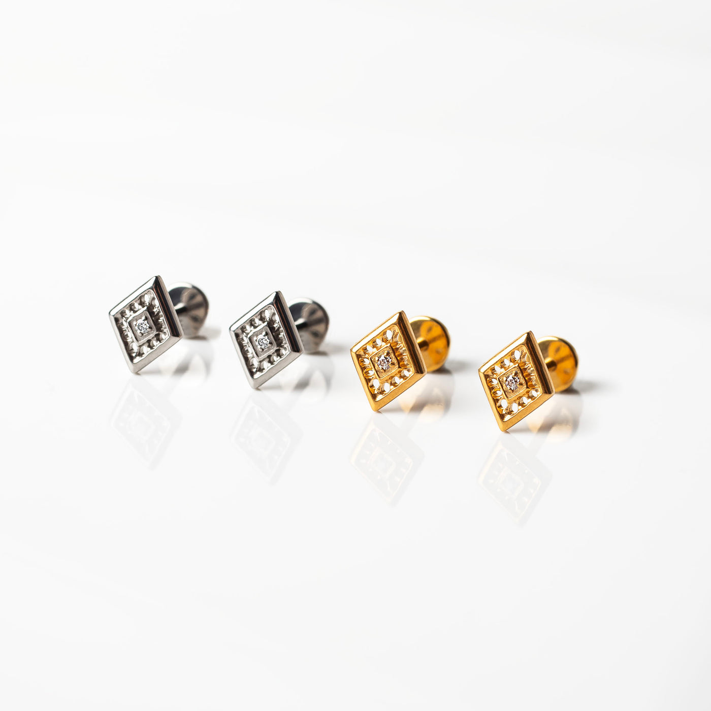 Ophelia Diamond Detail Titanium Flat Back Sleeper Earrings