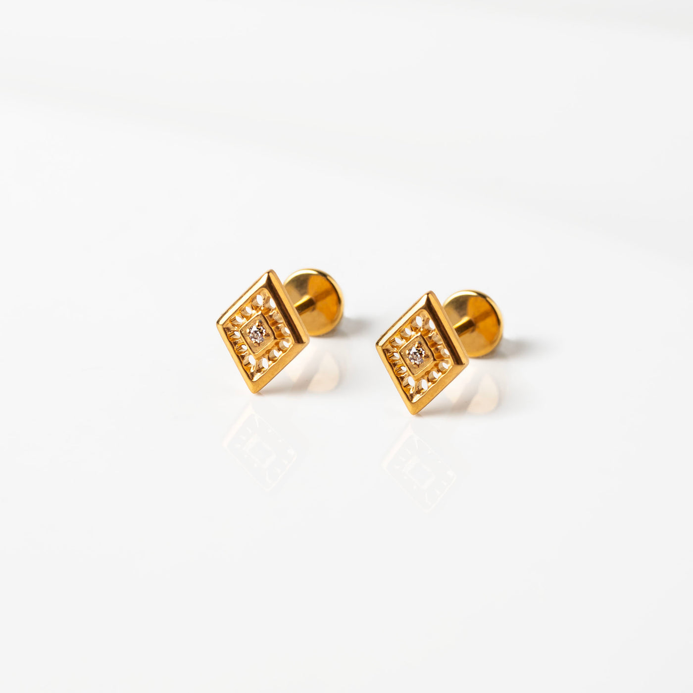 Ophelia Diamond Detail Titanium Flat Back Sleeper Earrings