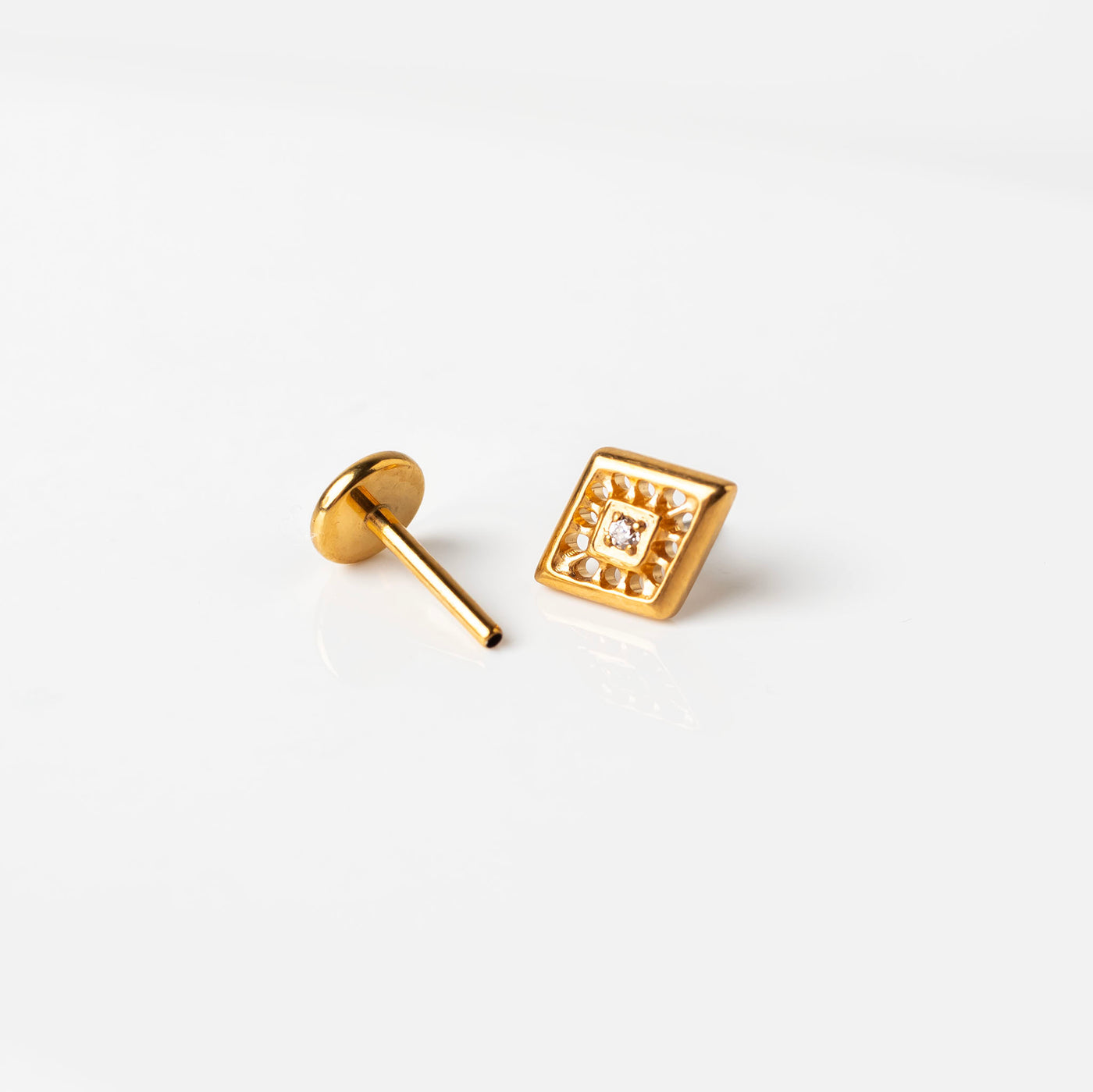 Ophelia Diamond Detail Titanium Flat Back Sleeper Earrings