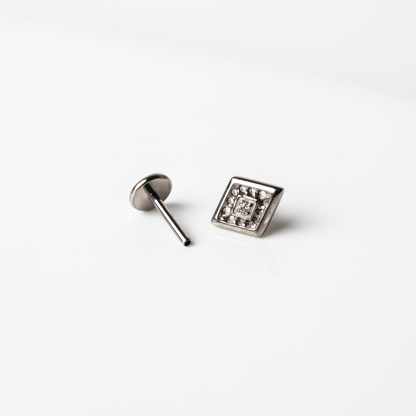 Ophelia Diamond Detail Titanium Flat Back Sleeper Earrings