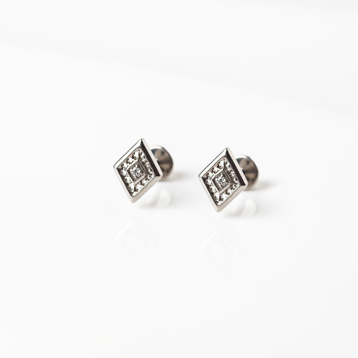 Ophelia Diamond Detail Titanium Flat Back Sleeper Earrings