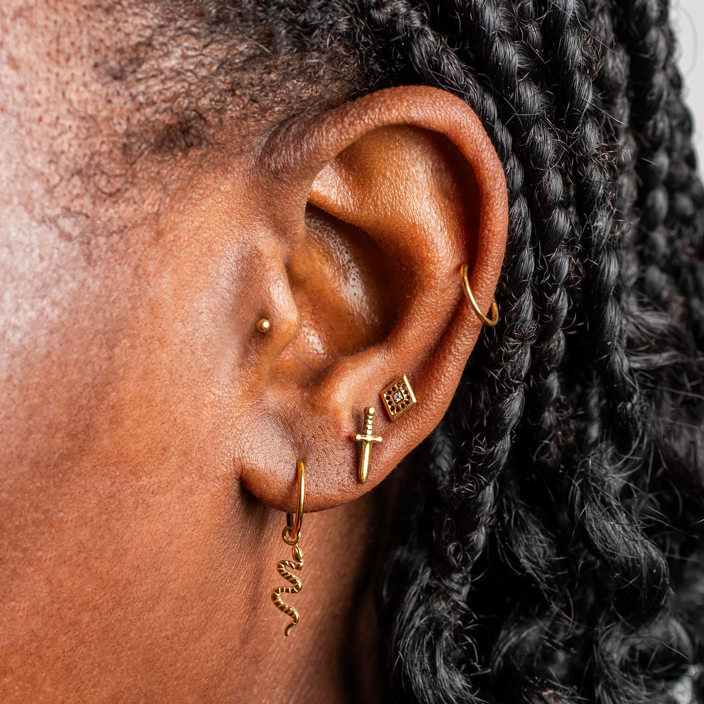Juliet Dagger Titanium Flat Back Sleeper Earrings