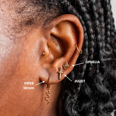 Juliet Dagger Titanium Flat Back Sleeper Earrings