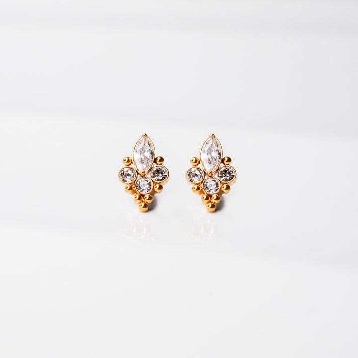 Paradise Ornate Crystal Titanium Flat Back Sleeper Earrings – Grayling