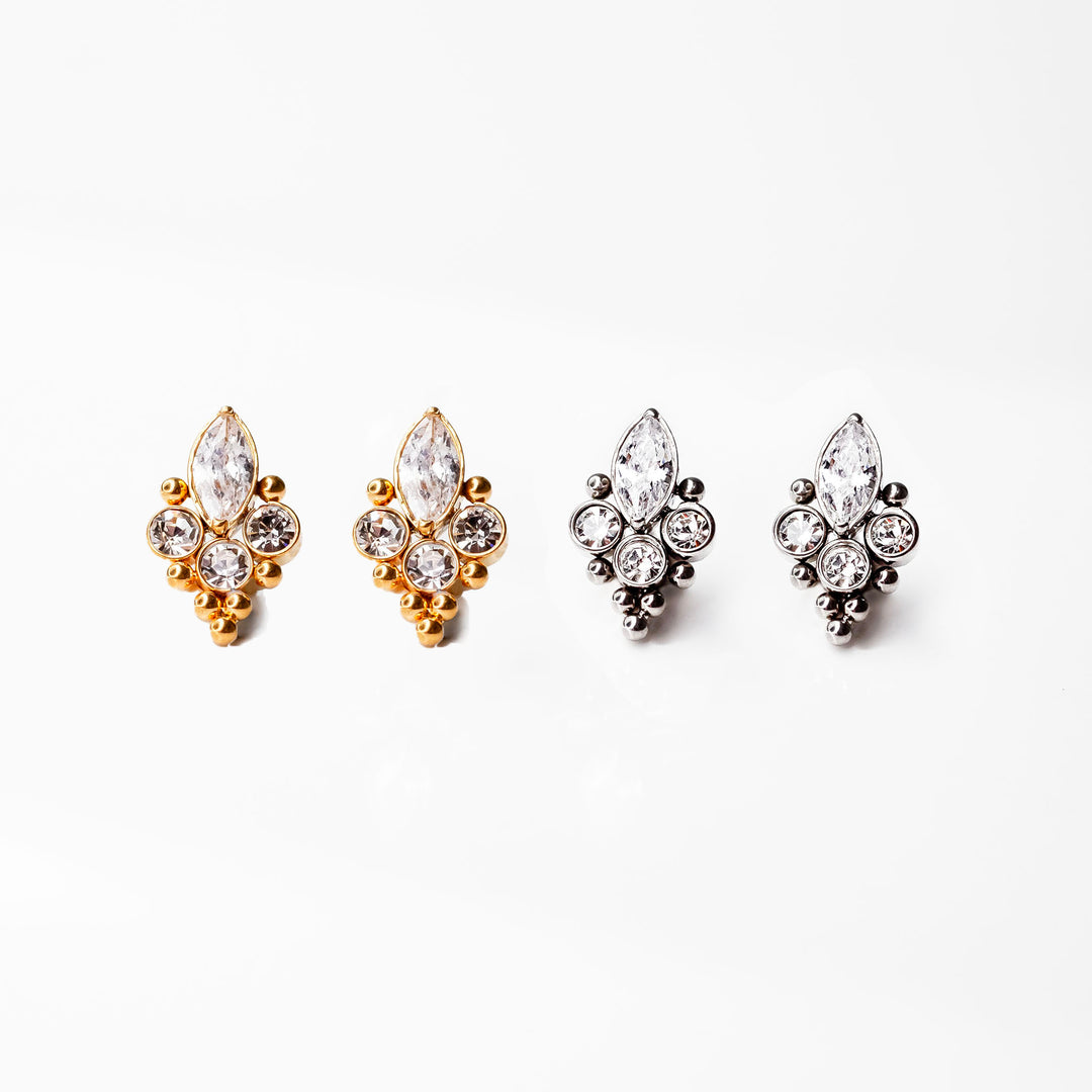 Paradise Ornate Crystal Titanium Flat Back Sleeper Earrings – Grayling