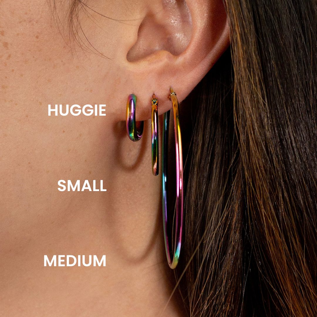 Prism Rainbow Locking Huggie Earrings