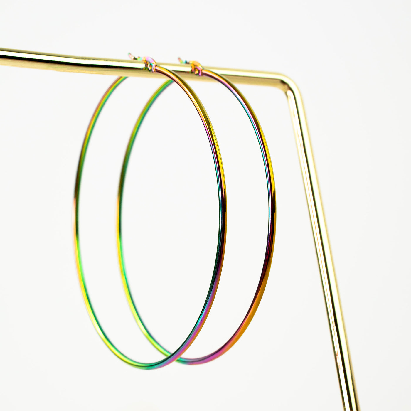Prism Giant Rainbow Hoop Earrings