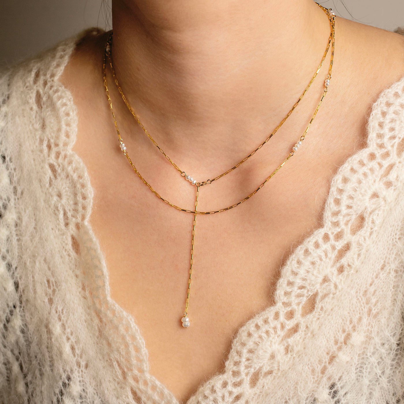 The Pura Freshwater Pearl Necklace + Huggie Earring Set