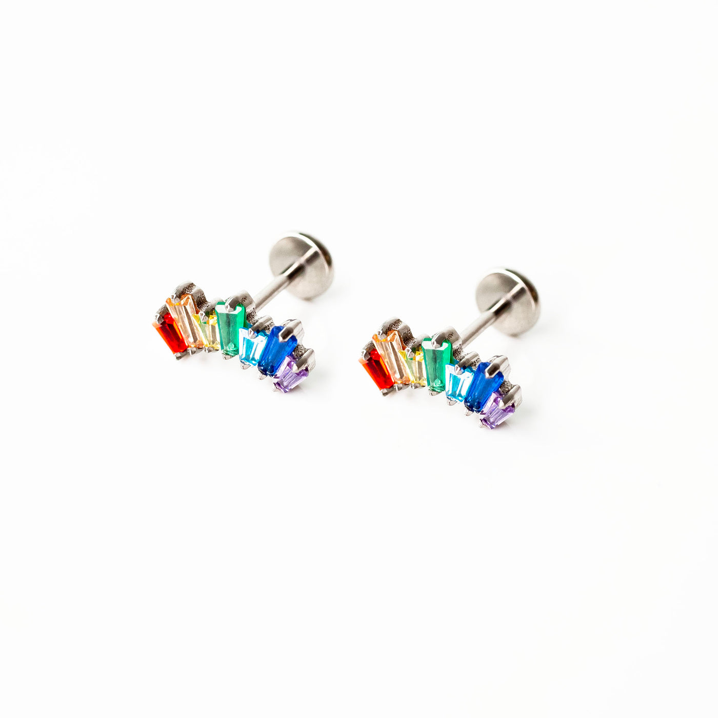 Prism Rainbow Flat Back Sleeper Earrings