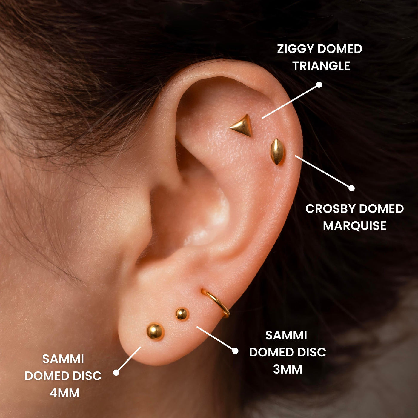 Sammi Domed Disc Titanium Flat Back Sleeper Earrings