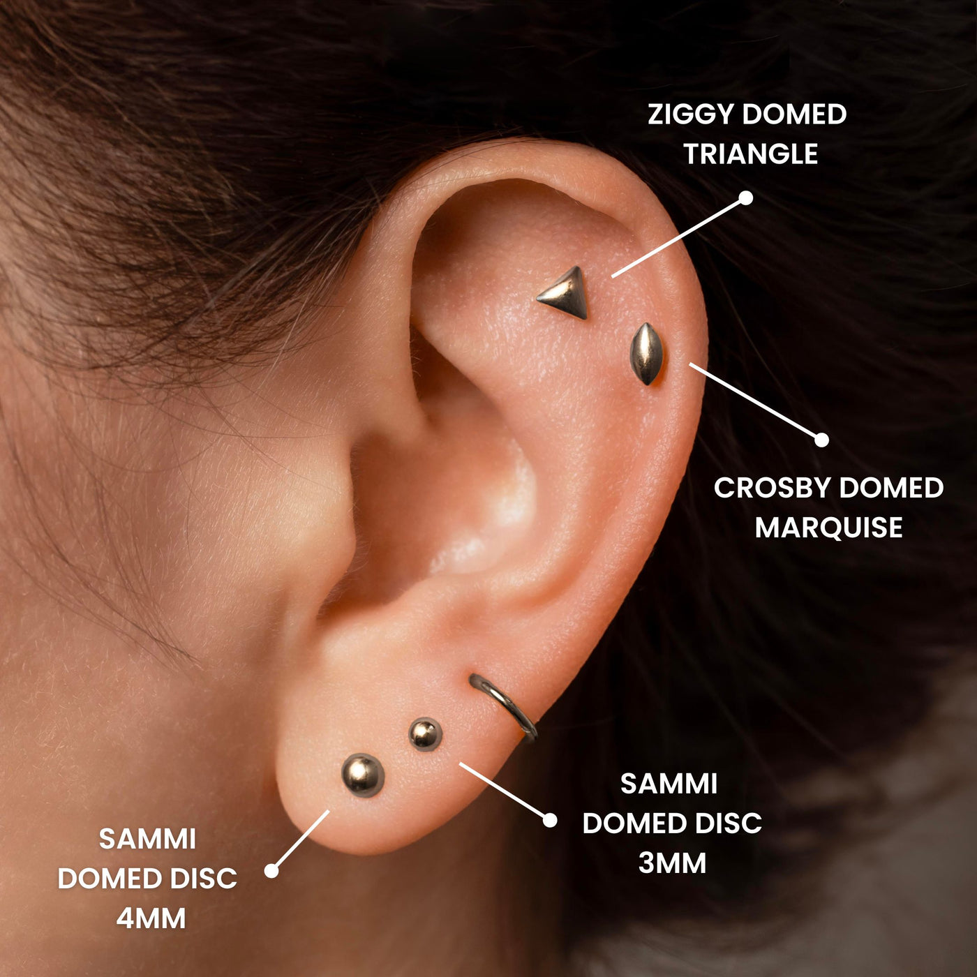 Sammi Domed Disc Titanium Flat Back Sleeper Earrings