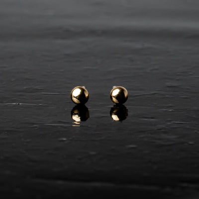 Gossamer Mini Sphere Flat Back Sleeper Earrings - 14K Solid Gold