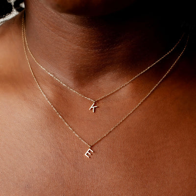 Love Letter Initial Necklace - 14K Solid Gold