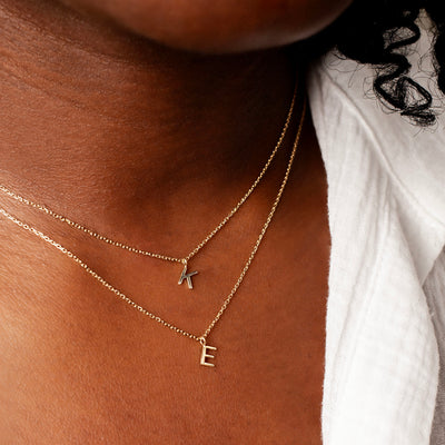 Love Letter Initial Necklace - 14K Solid Gold